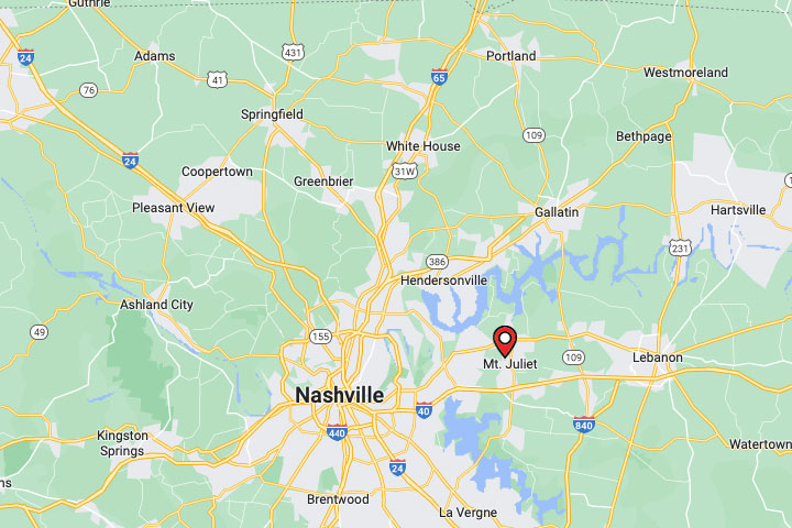 Mount Juliet Map, Tennessee